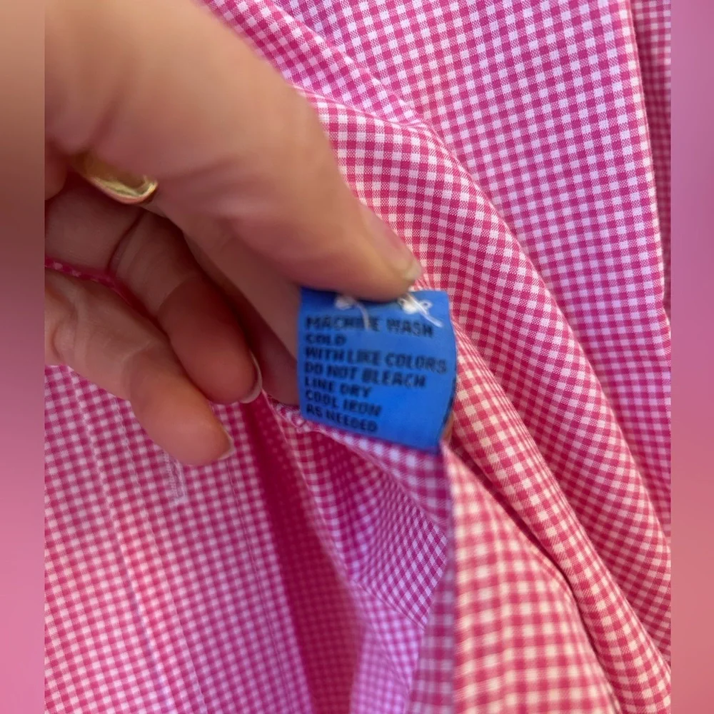 J.McLaughlin fuschia/white gingham shirt - Picture 5 of 9